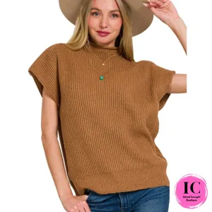 Crowd Pleaser Camel Short Sleeve Sweater