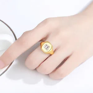 Crystal & 18K Gold-Plated Square Open Ring