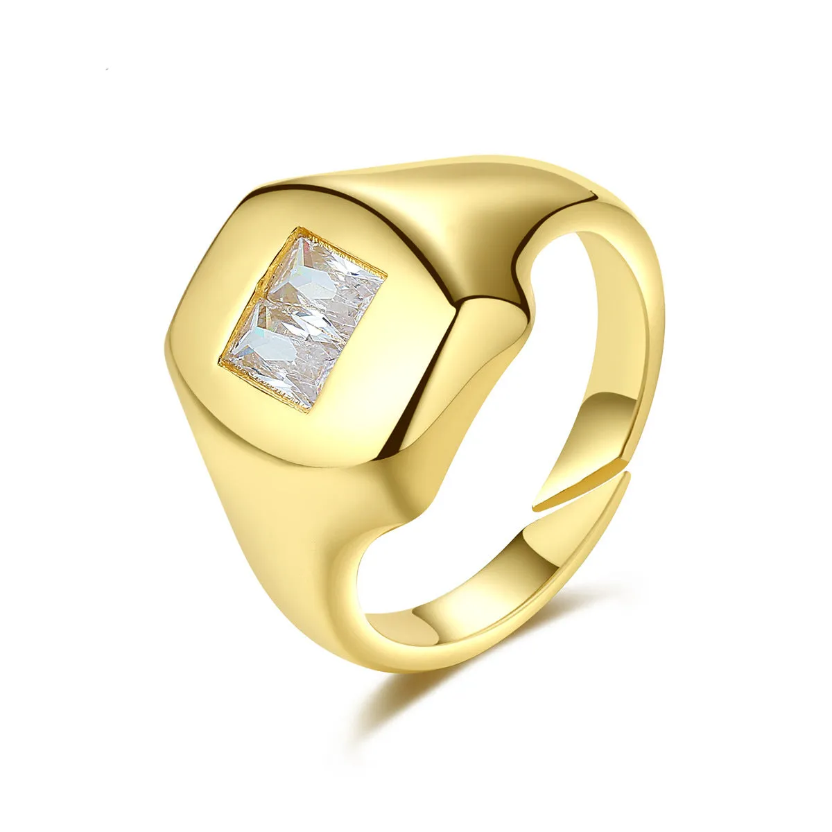 Crystal & 18K Gold-Plated Square Open Ring