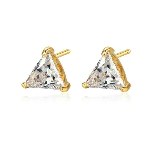 Crystal & 18K Gold-Plated Triangle Stud Earrings