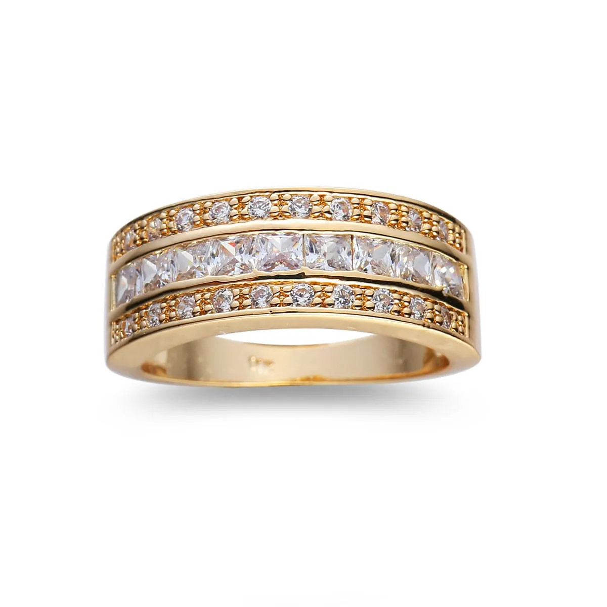 Crystal & Cubic Zirconia 18K Gold-Plated Princess-Cut Band Ring