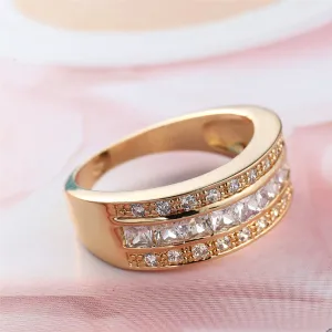 Crystal & Cubic Zirconia 18K Gold-Plated Princess-Cut Band Ring