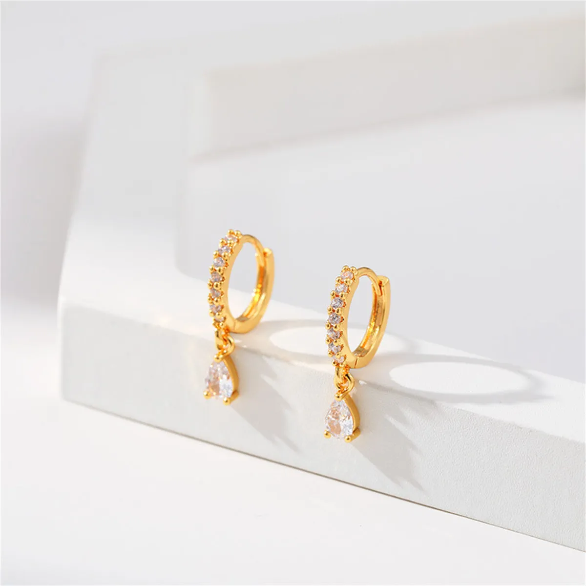 Crystal & Cubic Zirconia Drop Huggie Earrings