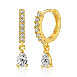 Crystal & Cubic Zirconia Drop Huggie Earrings