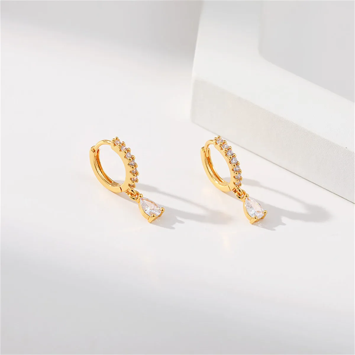 Crystal & Cubic Zirconia Drop Huggie Earrings