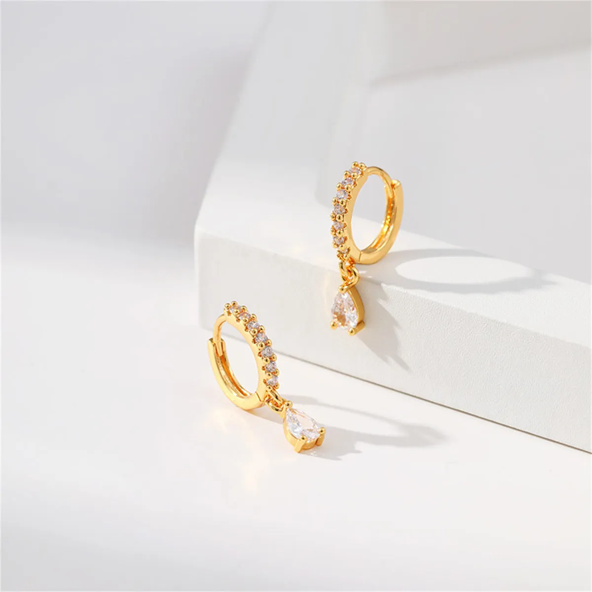 Crystal & Cubic Zirconia Drop Huggie Earrings