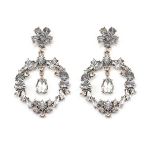 Crystal & Cubic Zirconia Open Flower Drop Earrings