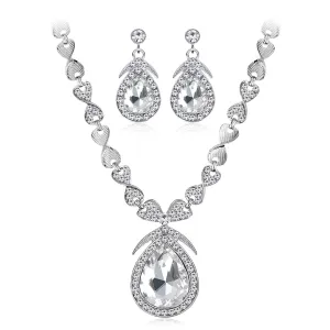 Crystal & Cubic Zirconia Silver-Plated Pendant Necklace & Drop Earrings