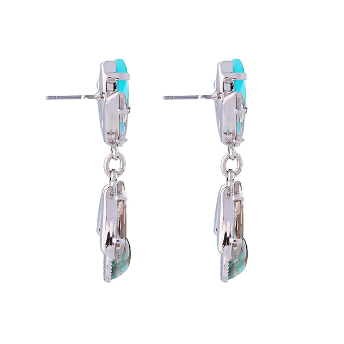 Crystal & Silver-Plated Prong & Bezel Drop Earrings