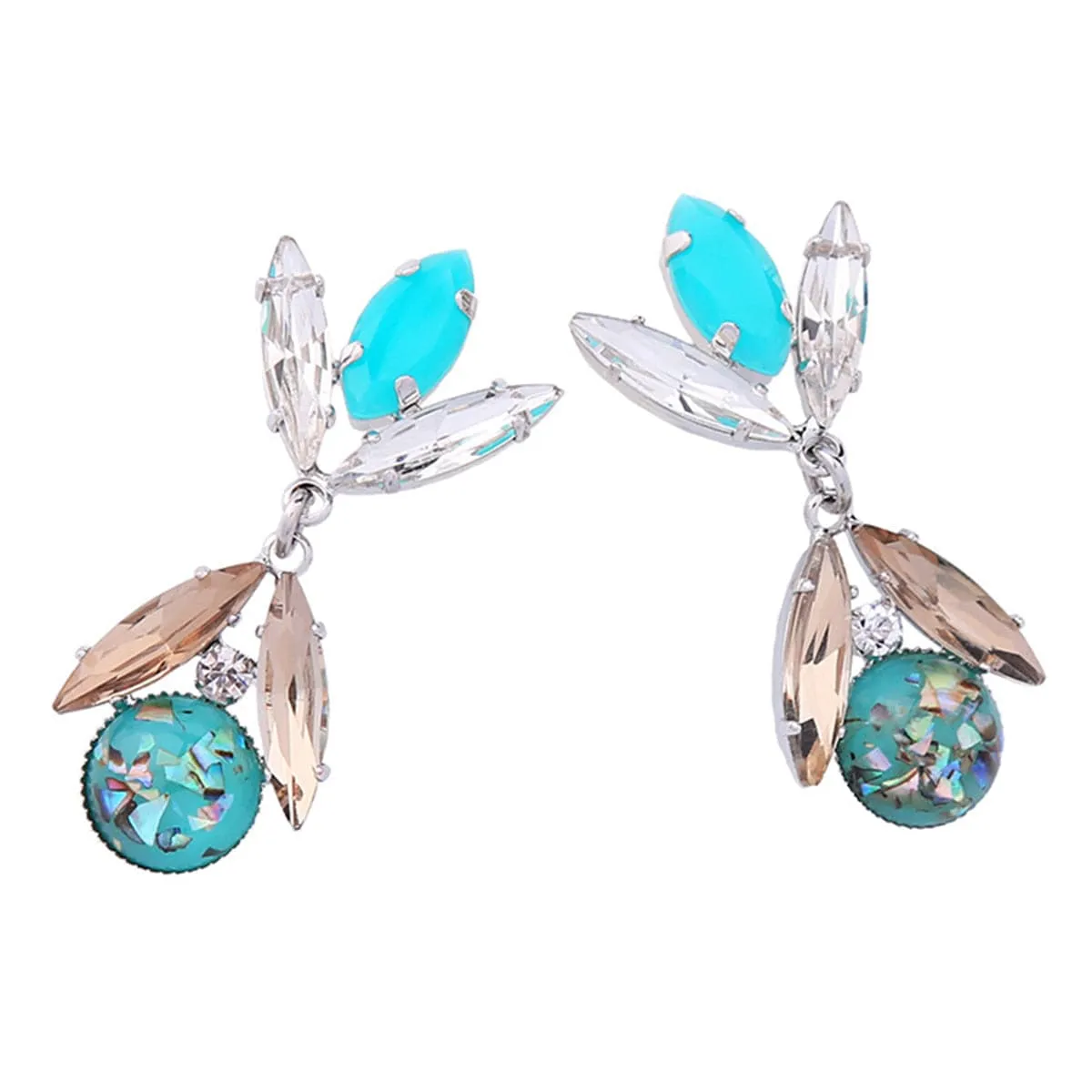 Crystal & Silver-Plated Prong & Bezel Drop Earrings