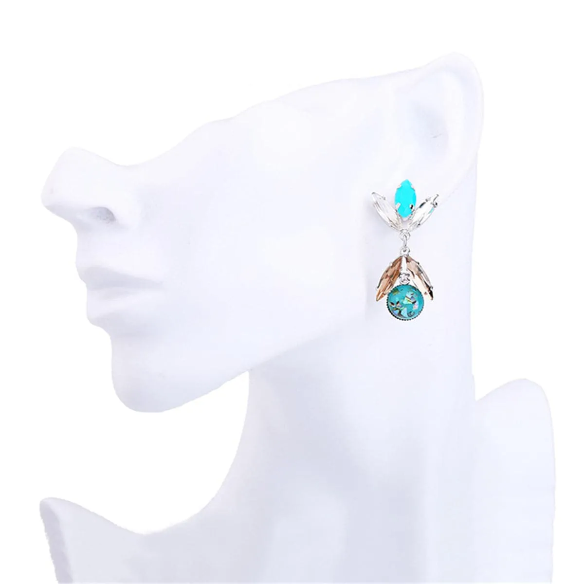 Crystal & Silver-Plated Prong & Bezel Drop Earrings