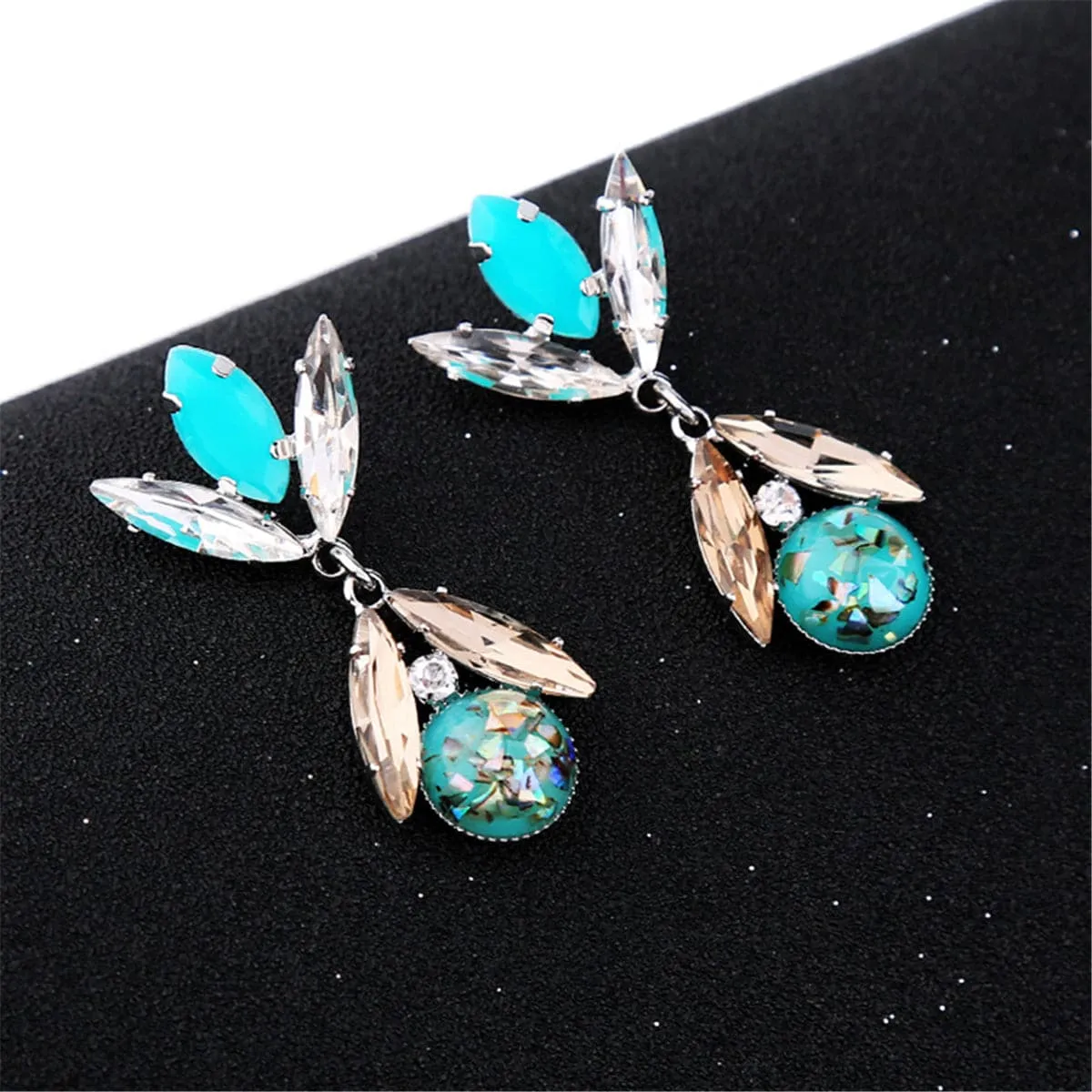 Crystal & Silver-Plated Prong & Bezel Drop Earrings