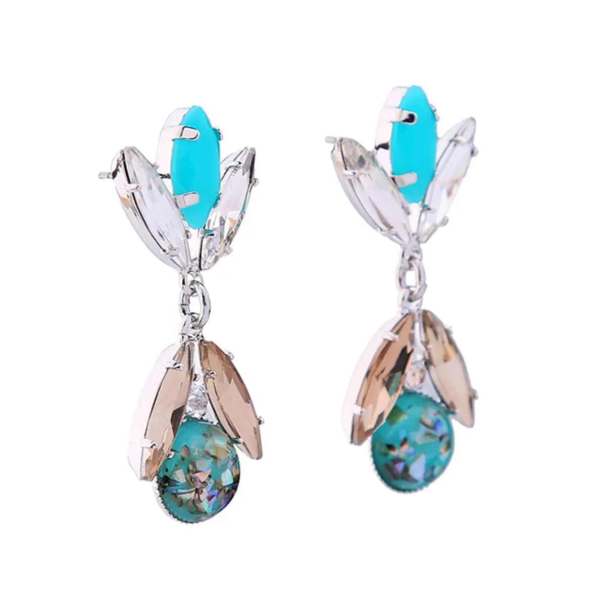Crystal & Silver-Plated Prong & Bezel Drop Earrings