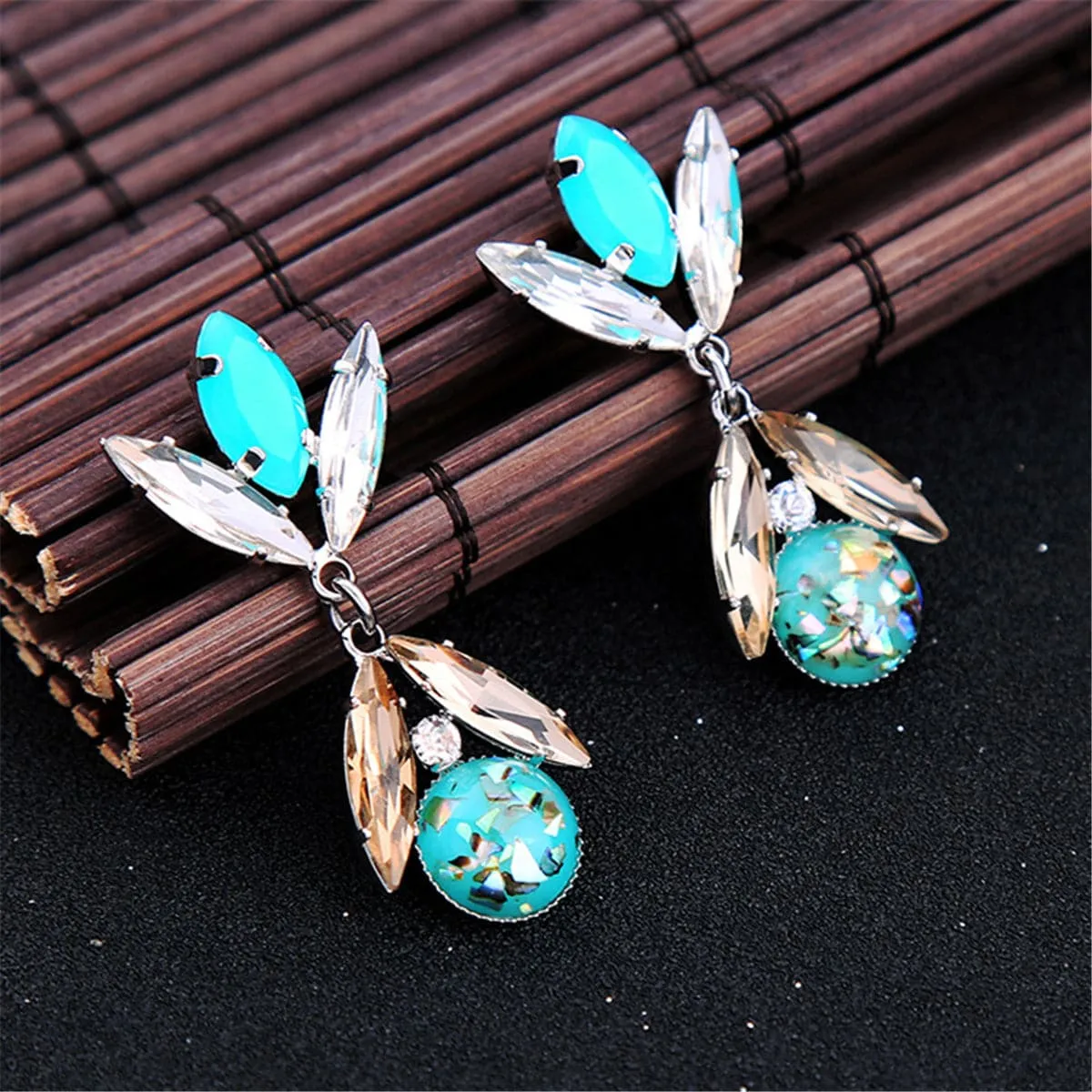 Crystal & Silver-Plated Prong & Bezel Drop Earrings