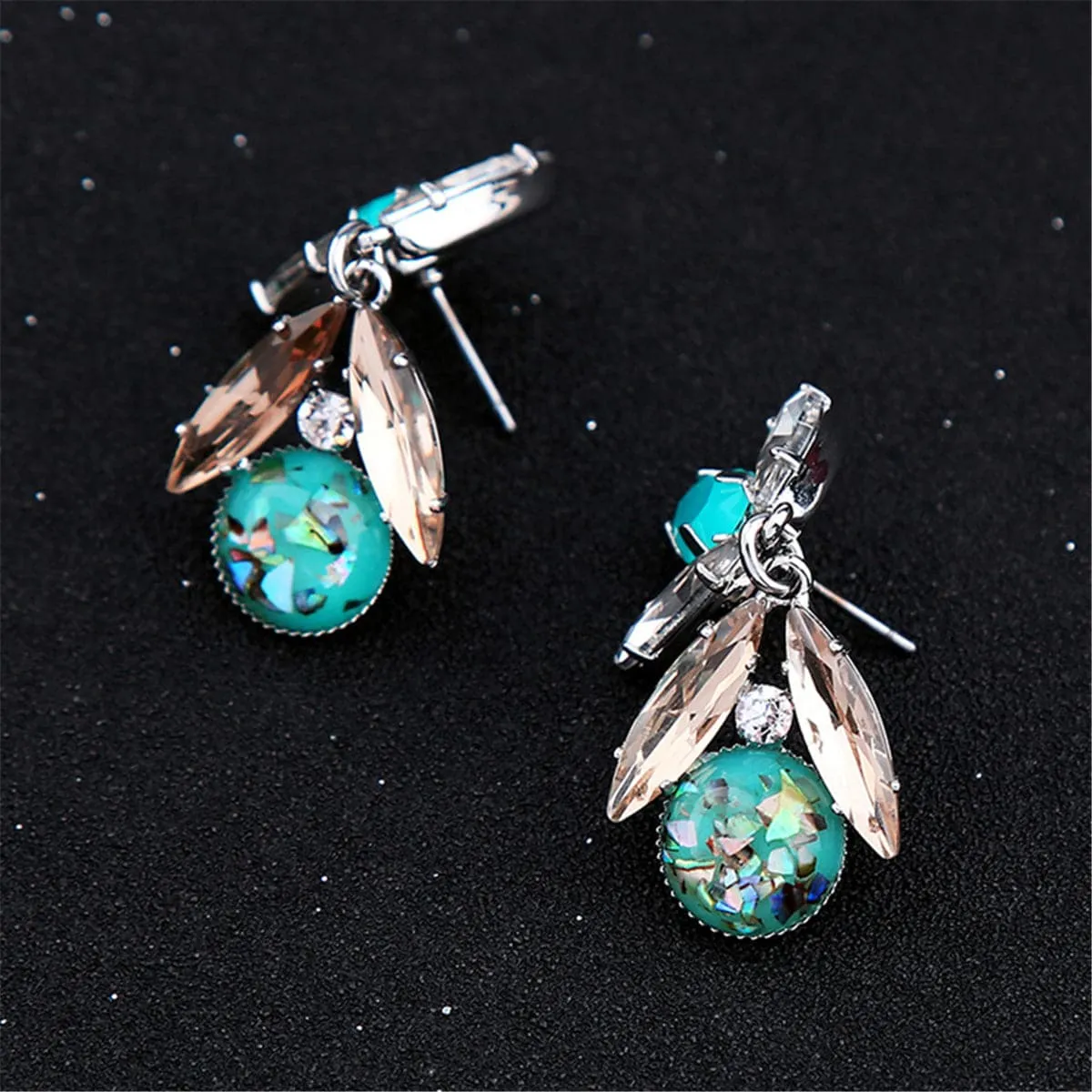 Crystal & Silver-Plated Prong & Bezel Drop Earrings