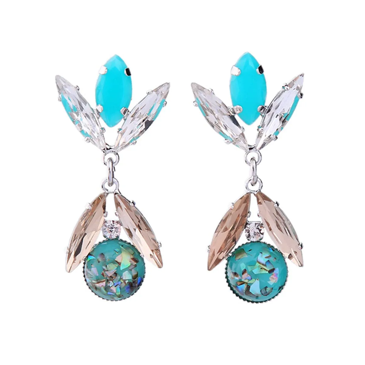 Crystal & Silver-Plated Prong & Bezel Drop Earrings