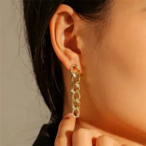 Cubic Zirconia & 18K Gold-Plated Curb-Chain Drop Earrings