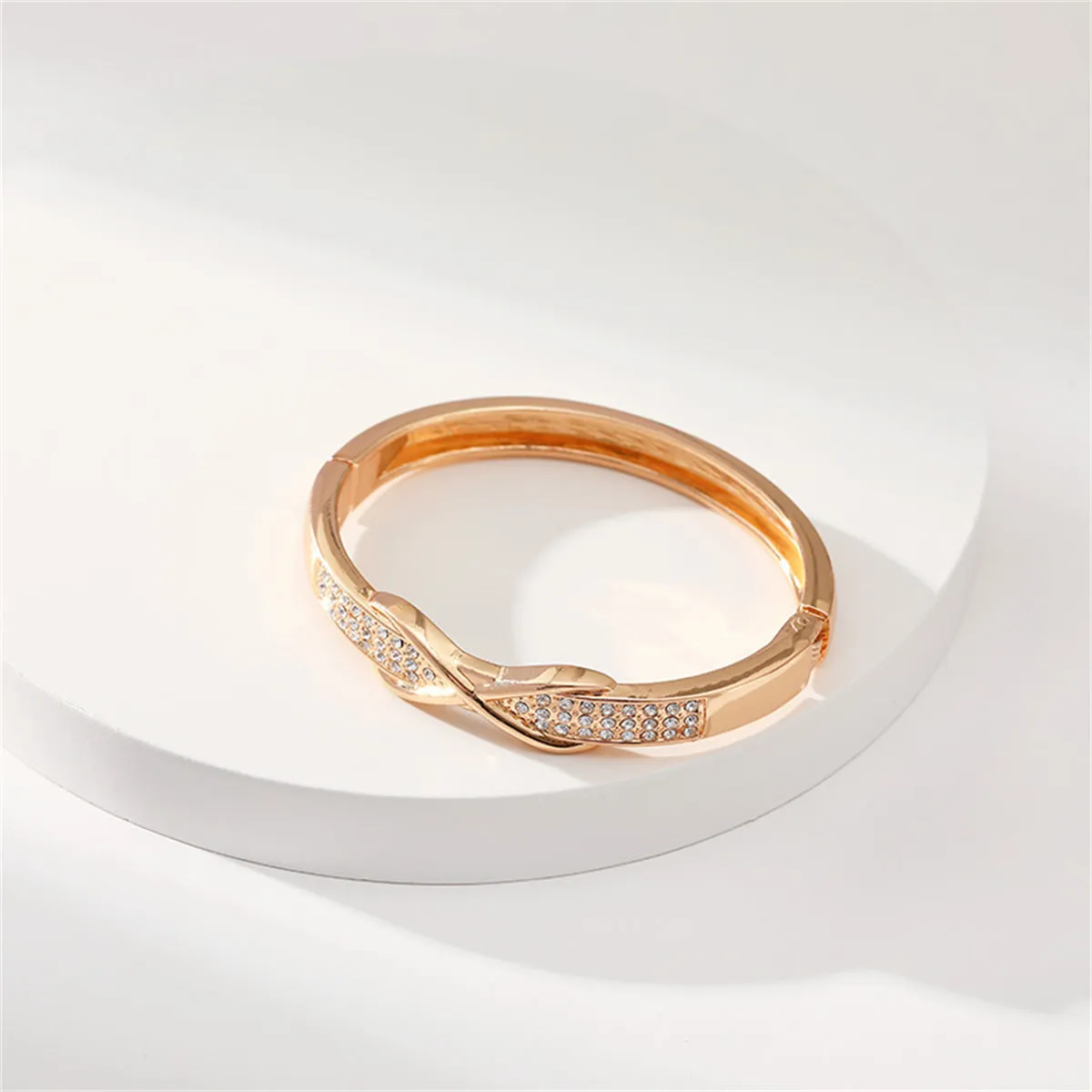 Cubic Zirconia & 18K Gold-Plated Infinity Sign Bangle