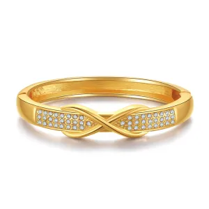 Cubic Zirconia & 18K Gold-Plated Infinity Sign Bangle