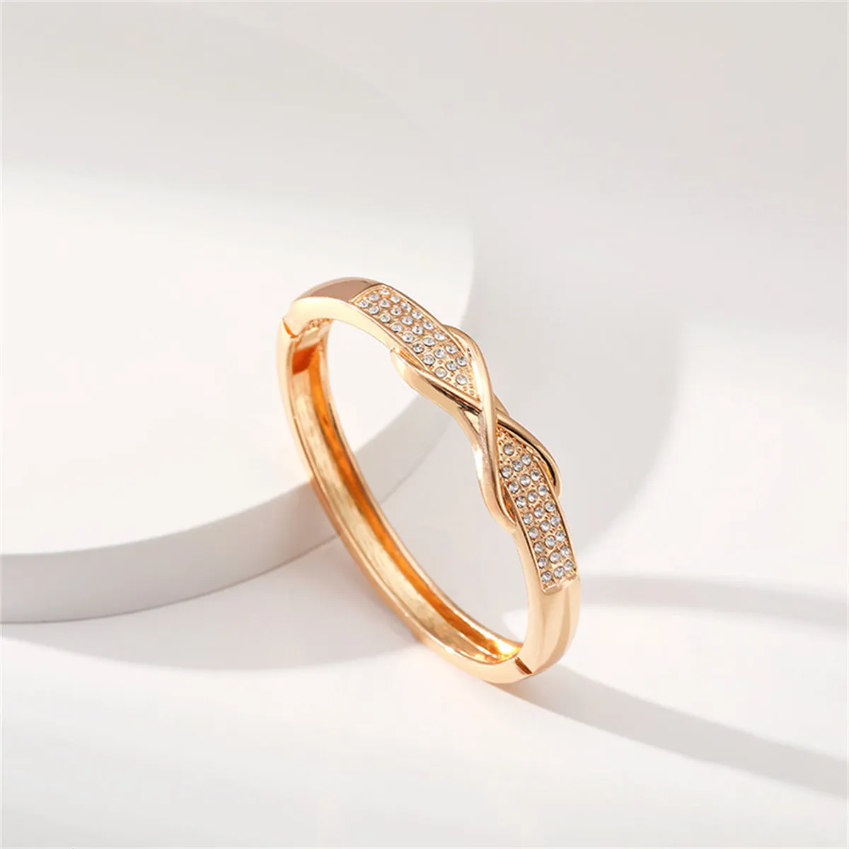 Cubic Zirconia & 18K Gold-Plated Infinity Sign Bangle