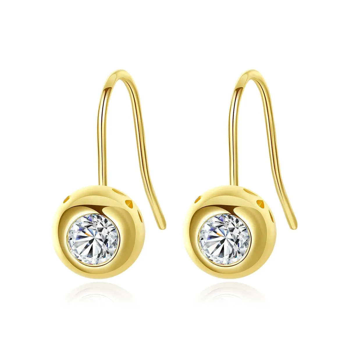 Cubic Zirconia & 18K Gold-Plated Round Hook Drop Earrings