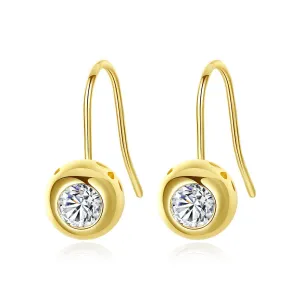 Cubic Zirconia & 18K Gold-Plated Round Hook Drop Earrings