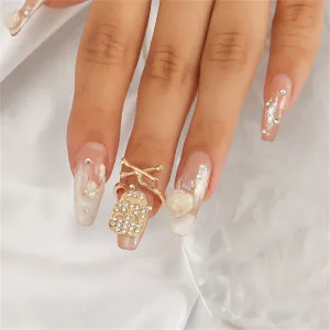 Cubic Zirconia & 18K Gold-Plated Skull Bypass Midi Ring