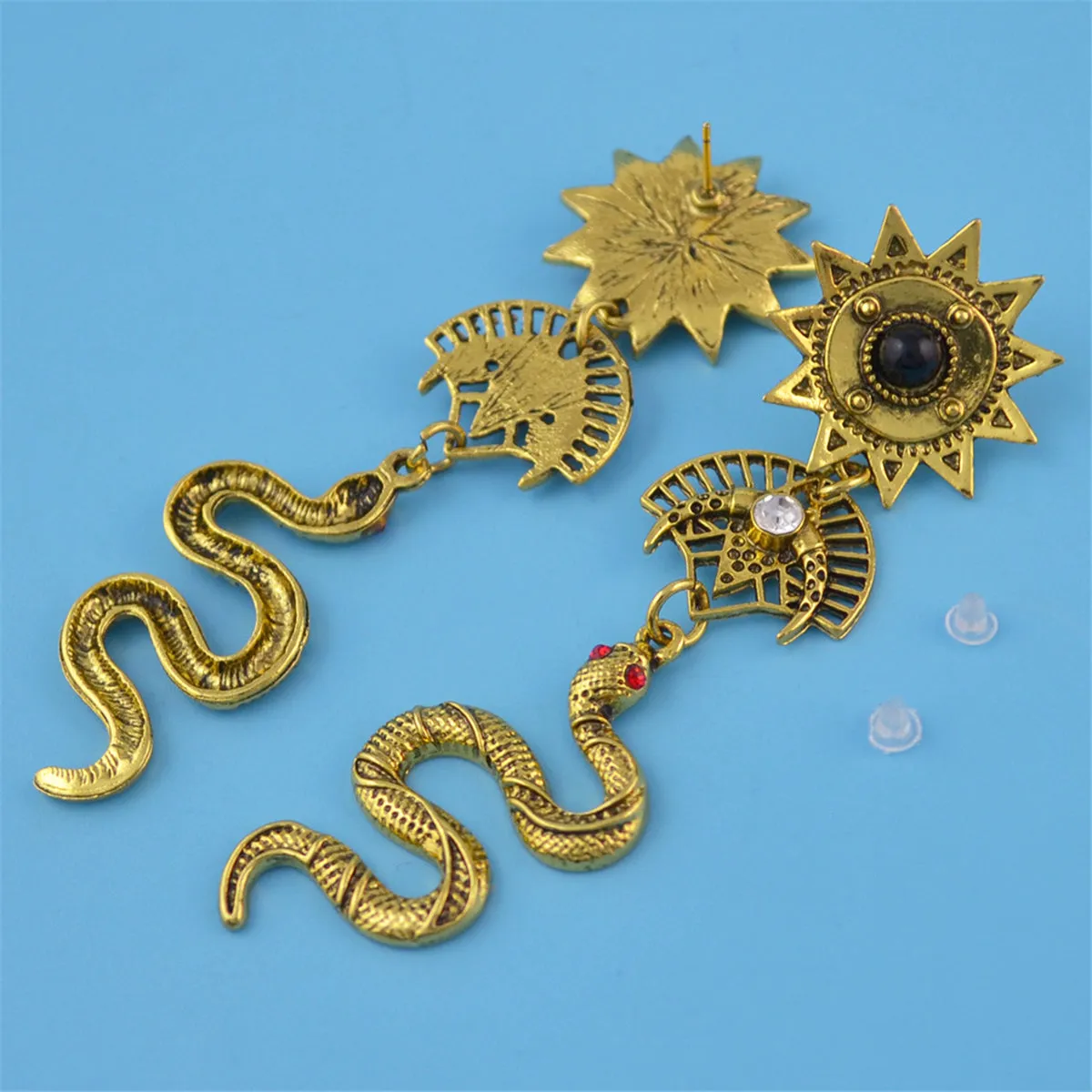Cubic Zirconia & 18K Gold-Plated Snake Totem Drop Earrings