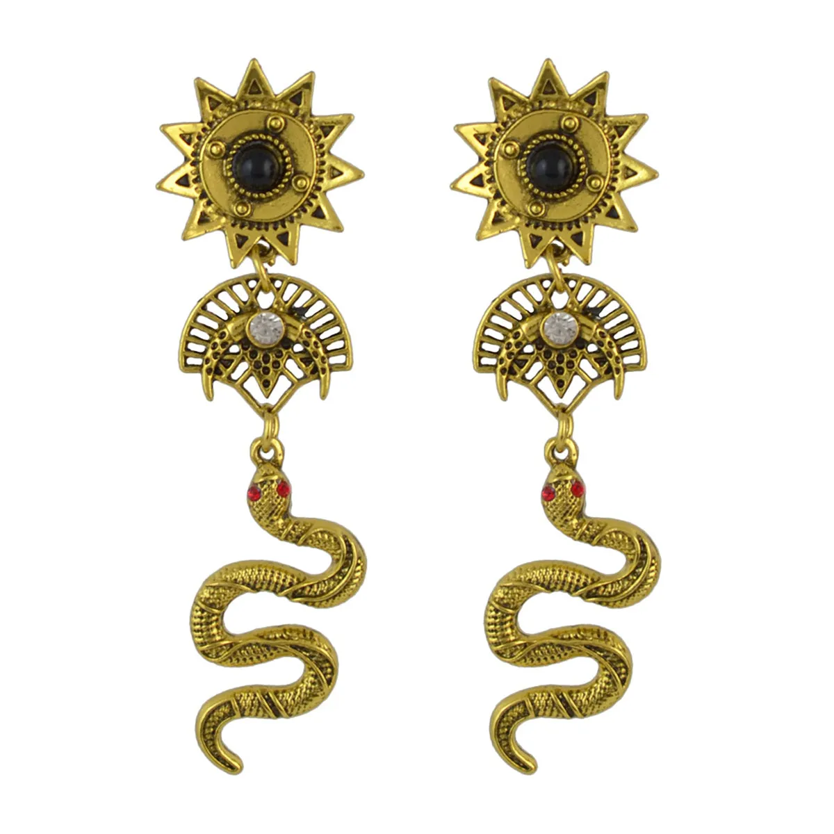 Cubic Zirconia & 18K Gold-Plated Snake Totem Drop Earrings