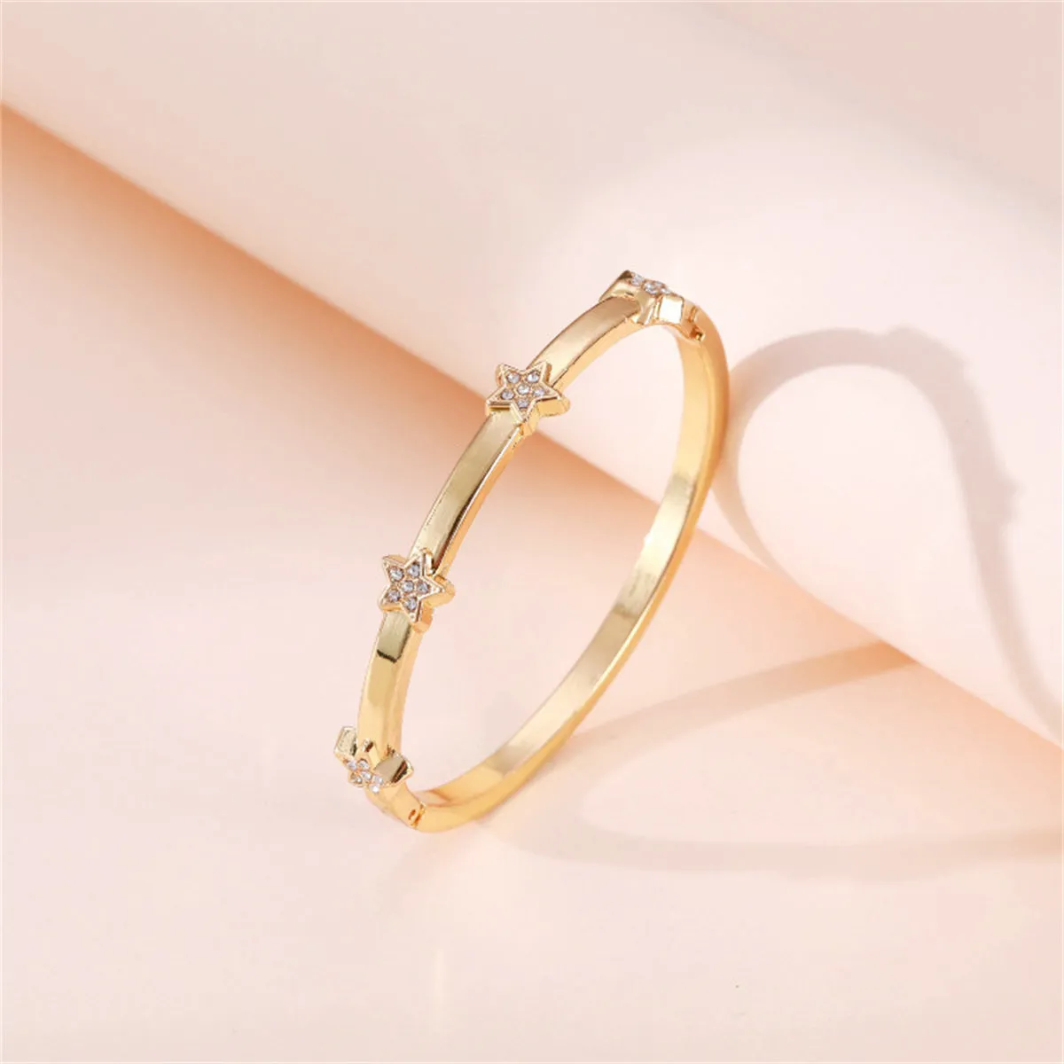 Cubic Zirconia & 18K Gold-Plated Star Station Bangle