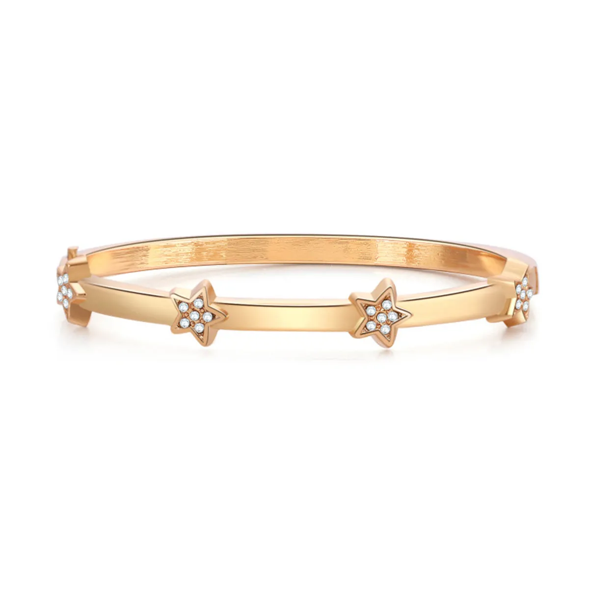 Cubic Zirconia & 18K Gold-Plated Star Station Bangle