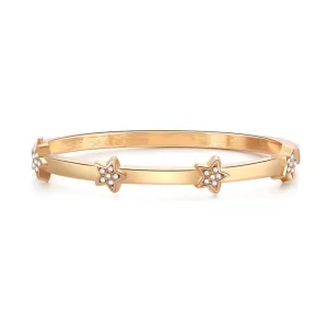 Cubic Zirconia & 18K Gold-Plated Star Station Bangle