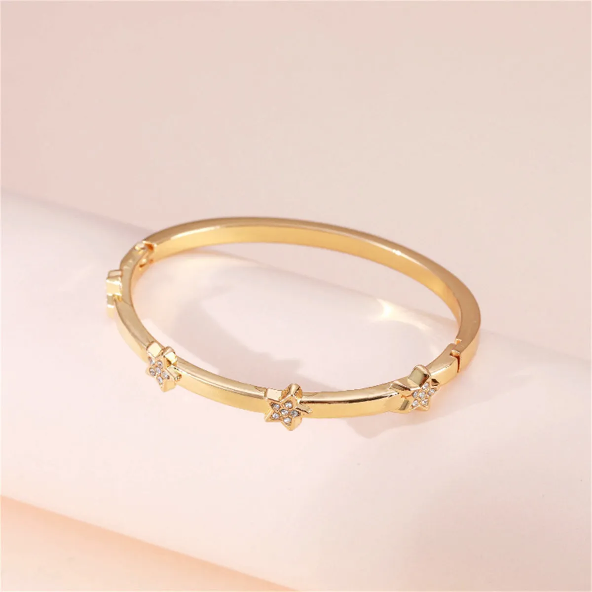 Cubic Zirconia & 18K Gold-Plated Star Station Bangle