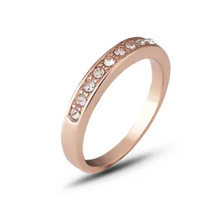 Cubic Zirconia & 18K Rose Gold-Plated Band Ring