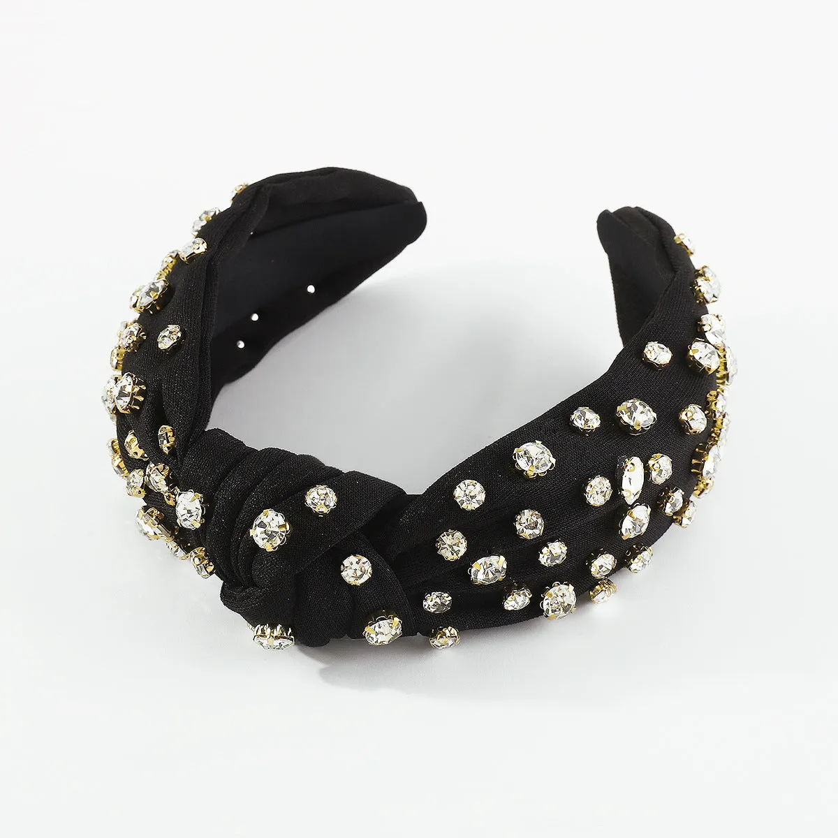Cubic Zirconia & Black Polyester Hard Headband