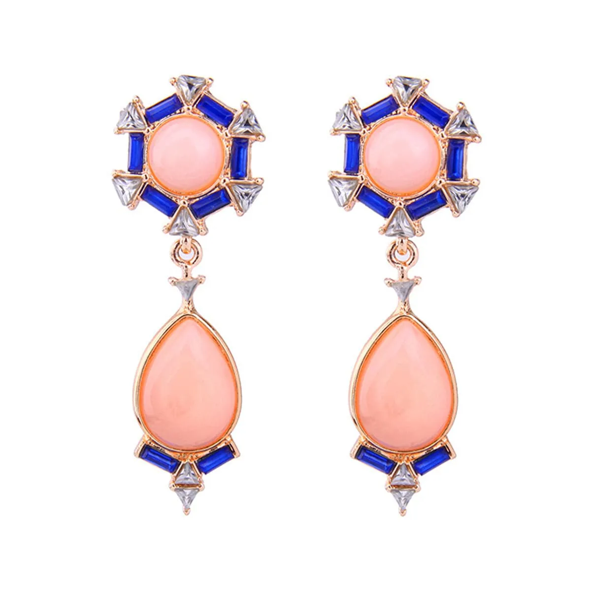 Cubic Zirconia & Crystal 18K Gold-Plated Bezel Drop Earrings