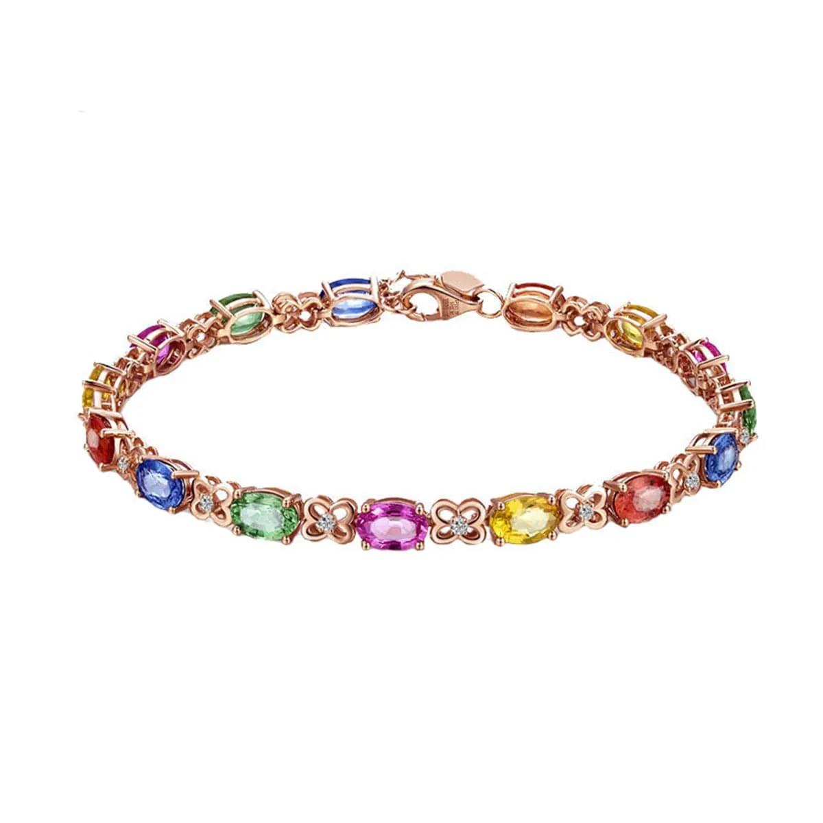 Cubic Zirconia & Crystal Flower Station Bracelet