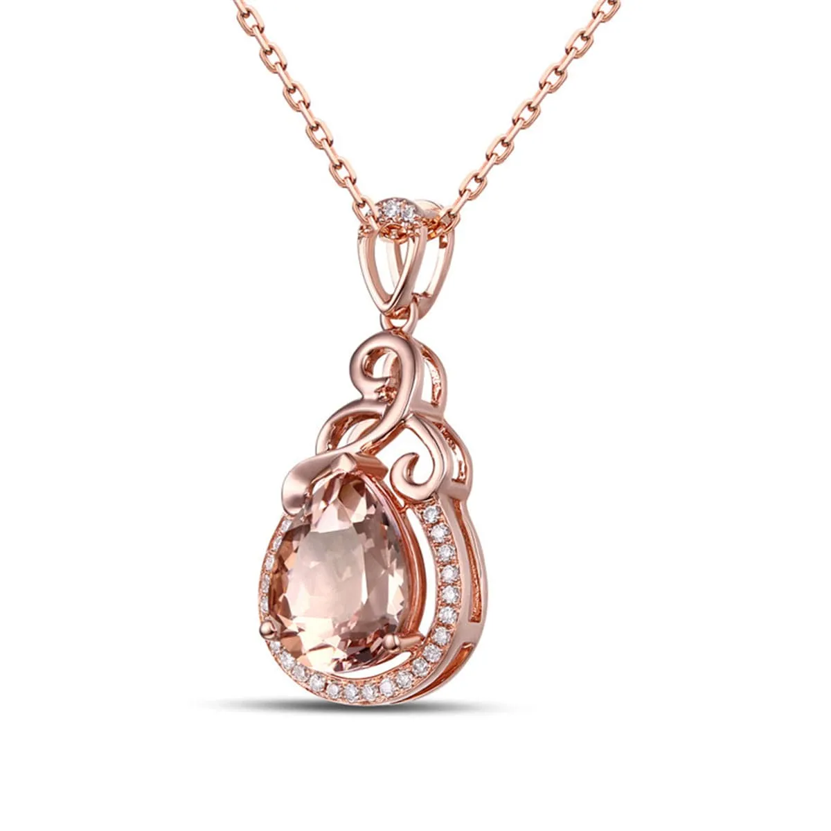 Cubic Zirconia & Crystal Teardrop Pendant Necklace