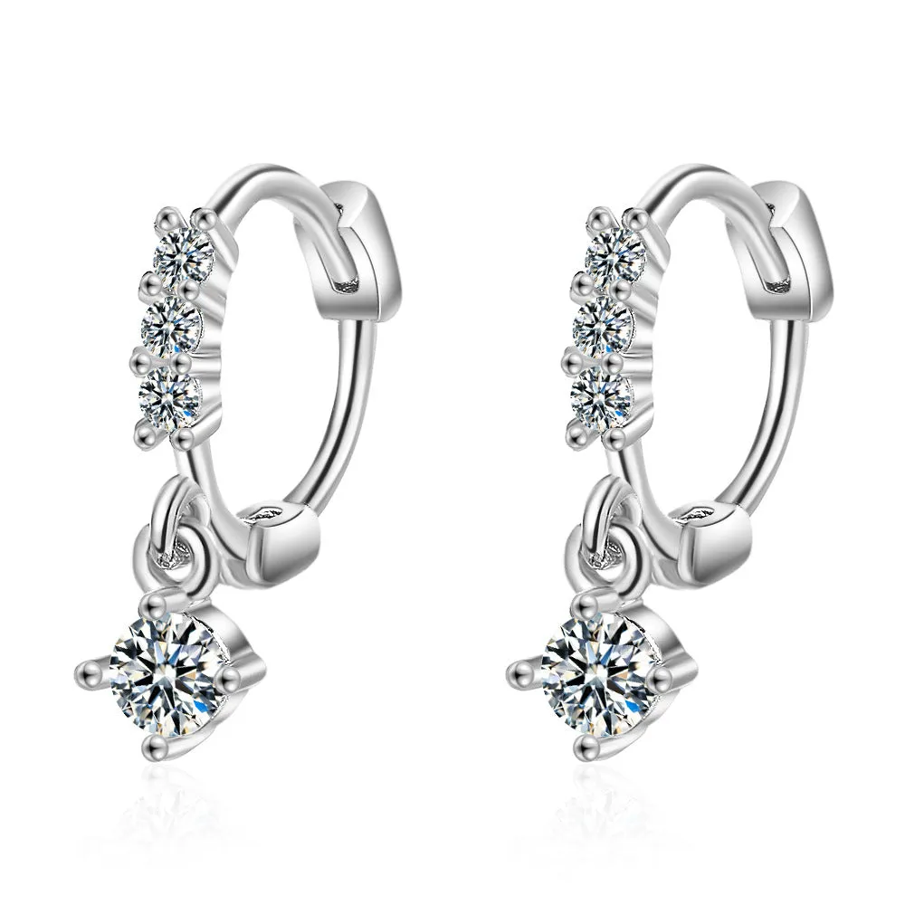 Cubic Zirconia & Silver-Plated Round-Cut Drop Earrings