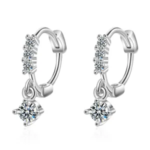 Cubic Zirconia & Silver-Plated Round-Cut Drop Earrings