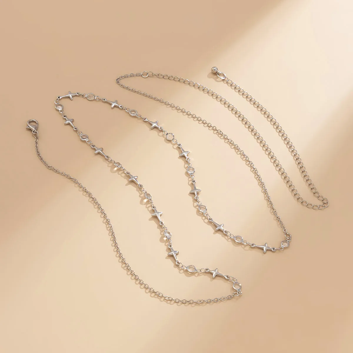 Cubic Zirconia & Silver-Plated Star Waist Chain