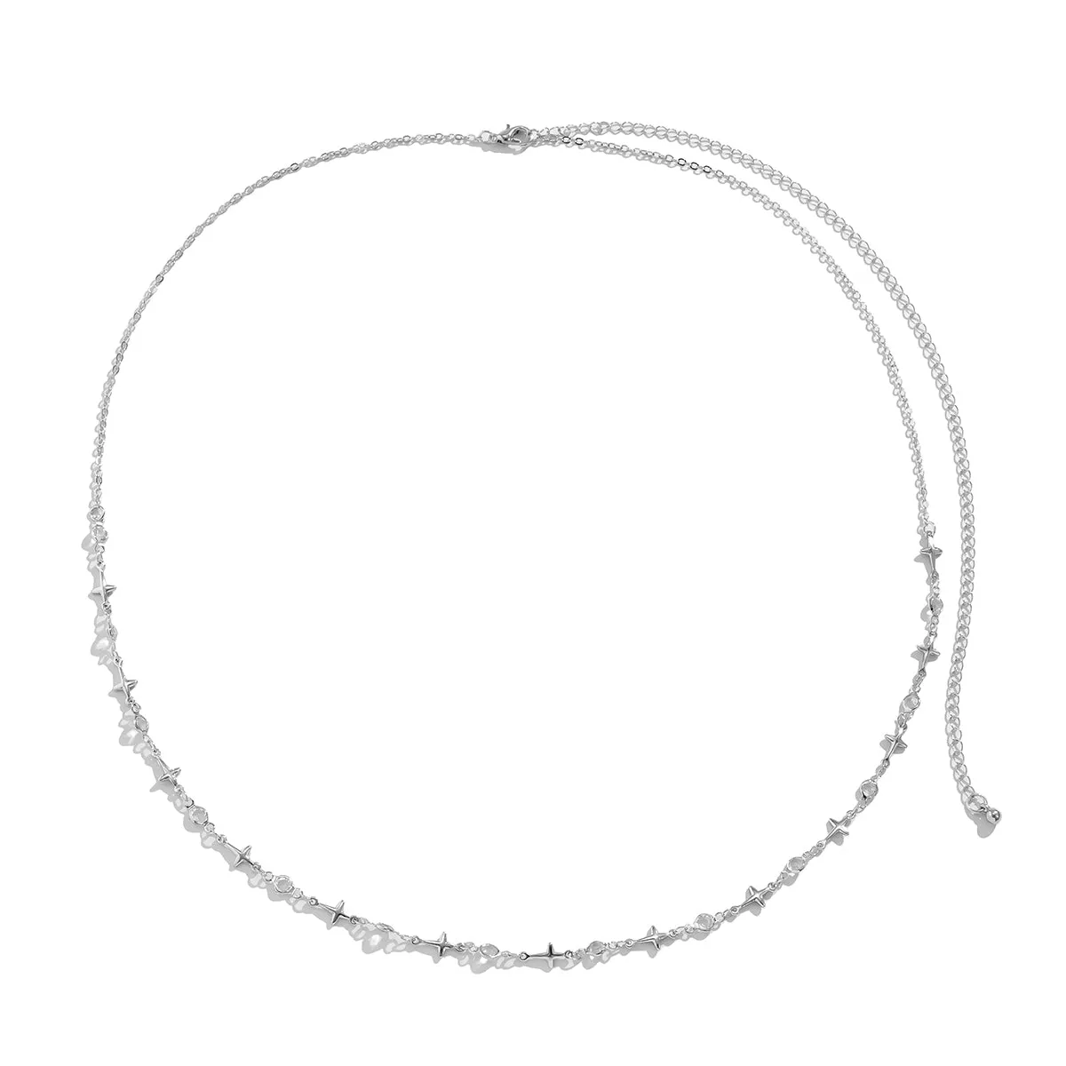 Cubic Zirconia & Silver-Plated Star Waist Chain