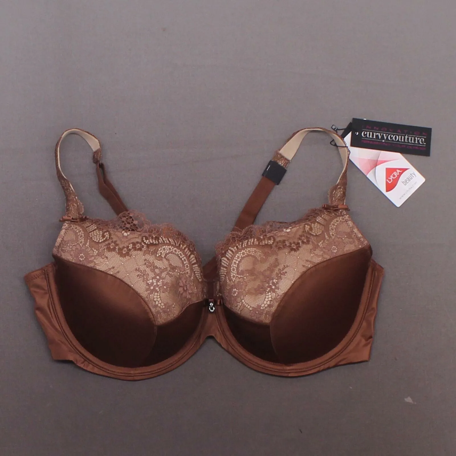 Curvy Couture Women's Tulip Lace Underwire Push Up Bra