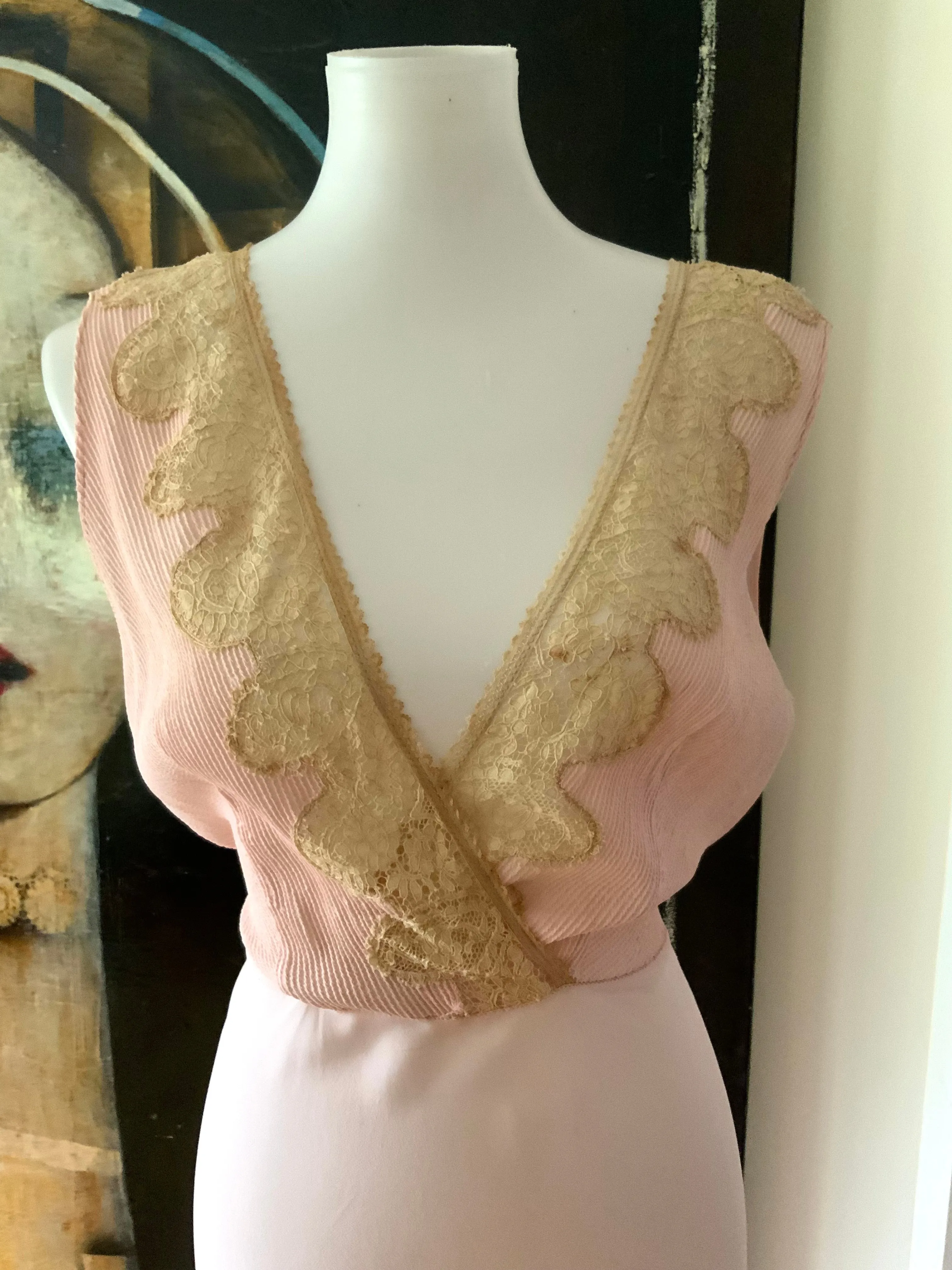 Deep V Neck Chiffon Dress - 50s