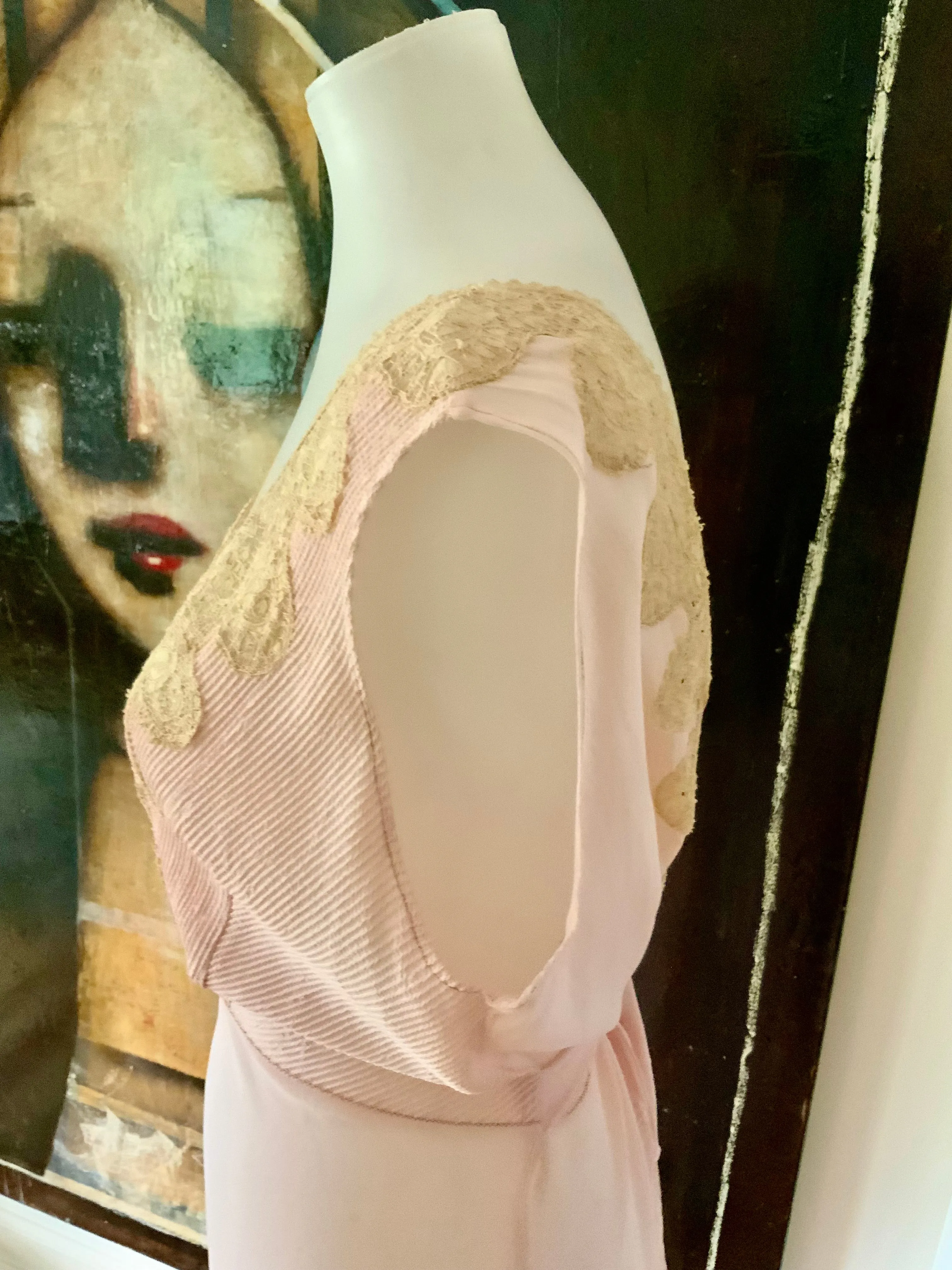 Deep V Neck Chiffon Dress - 50s