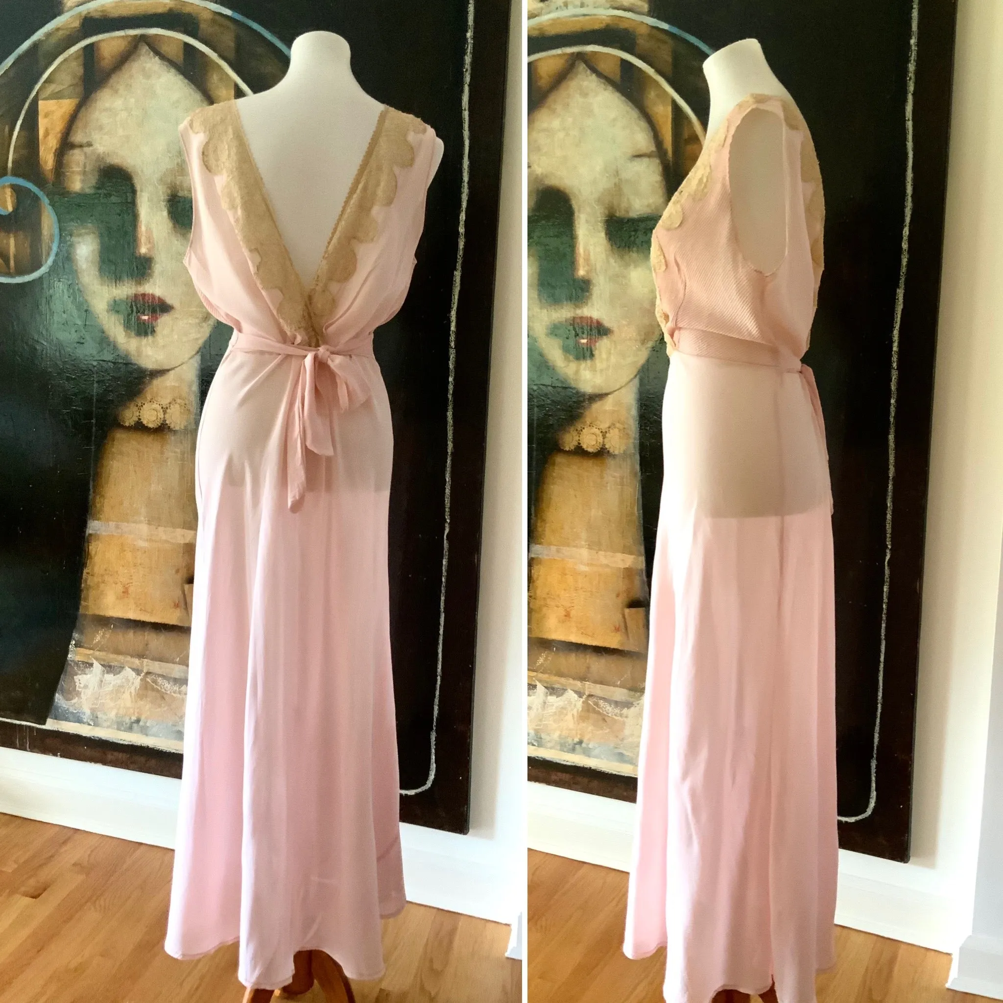Deep V Neck Chiffon Dress - 50s