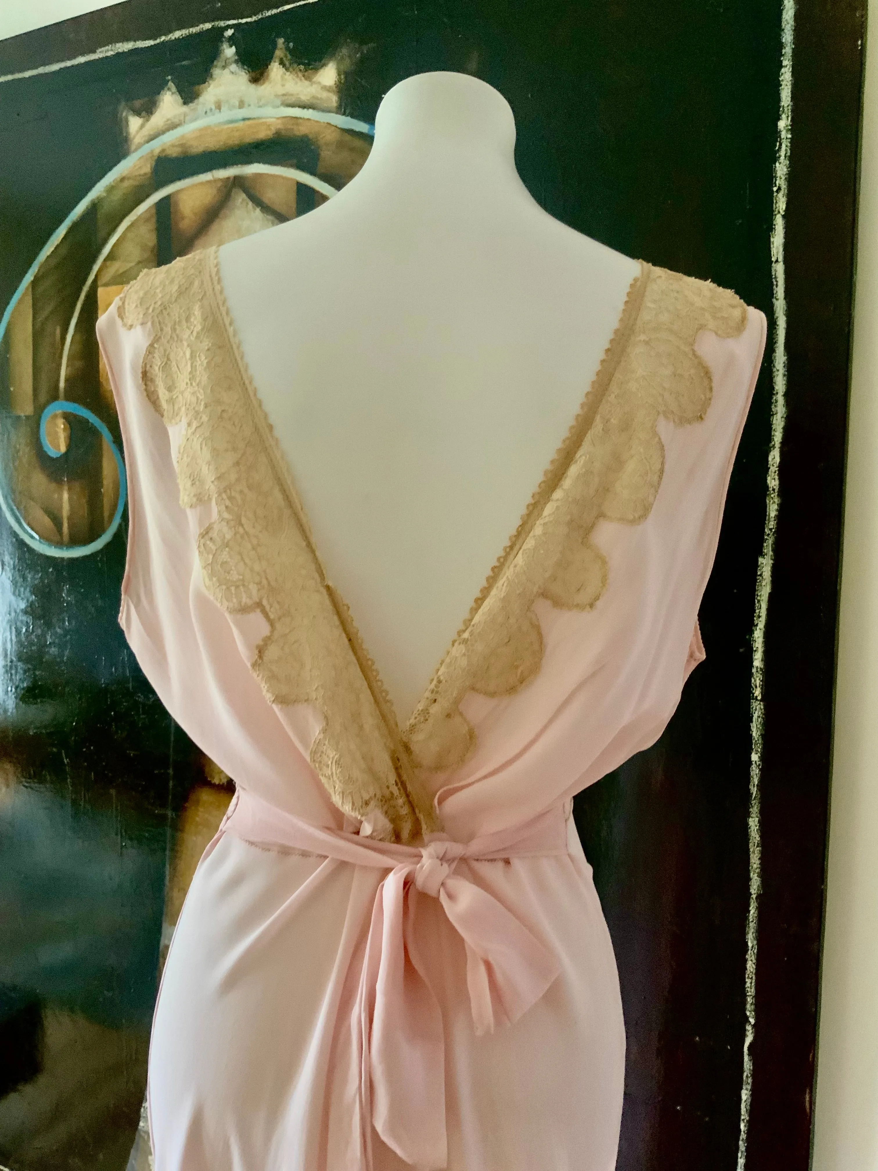 Deep V Neck Chiffon Dress - 50s