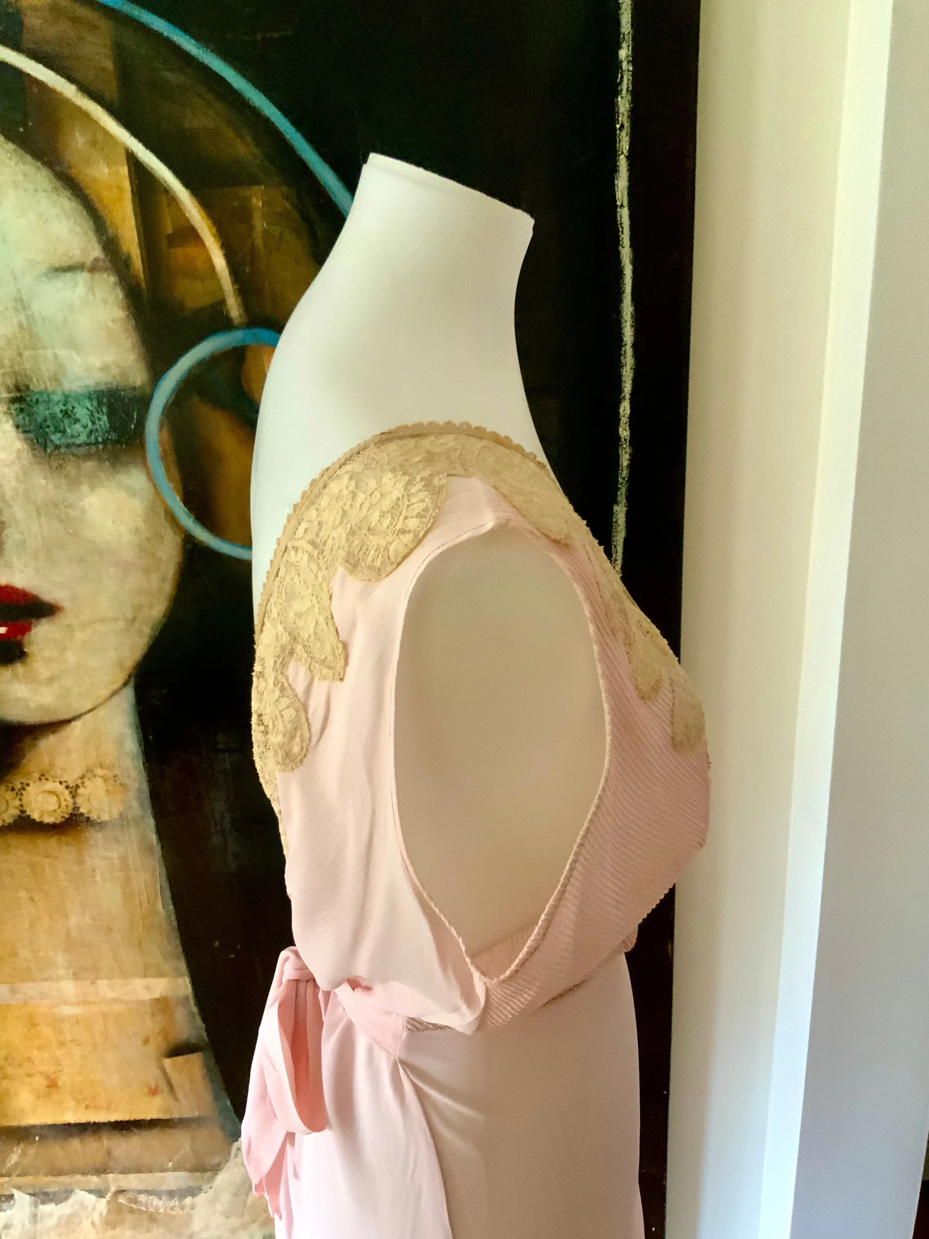 Deep V Neck Chiffon Dress - 50s