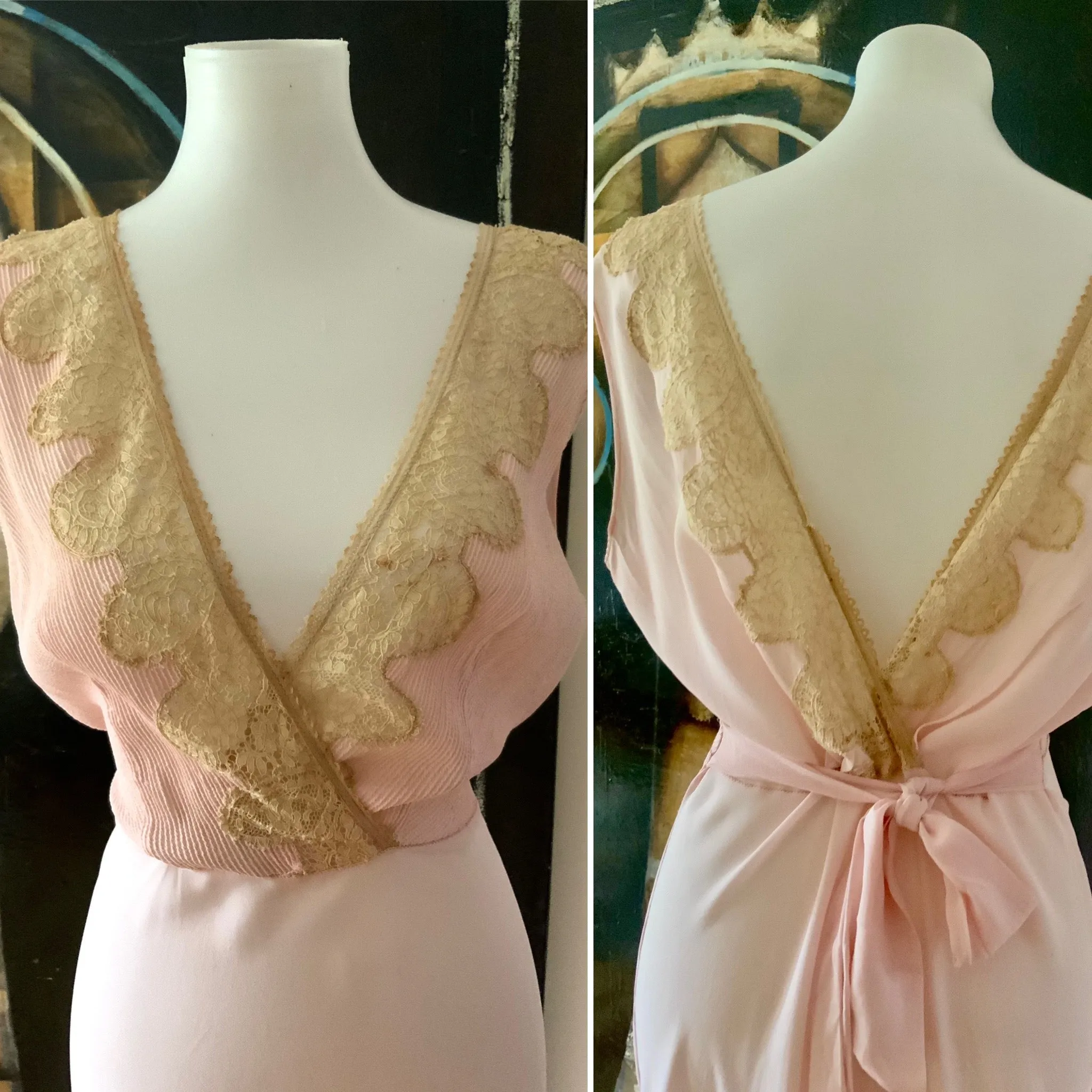 Deep V Neck Chiffon Dress - 50s
