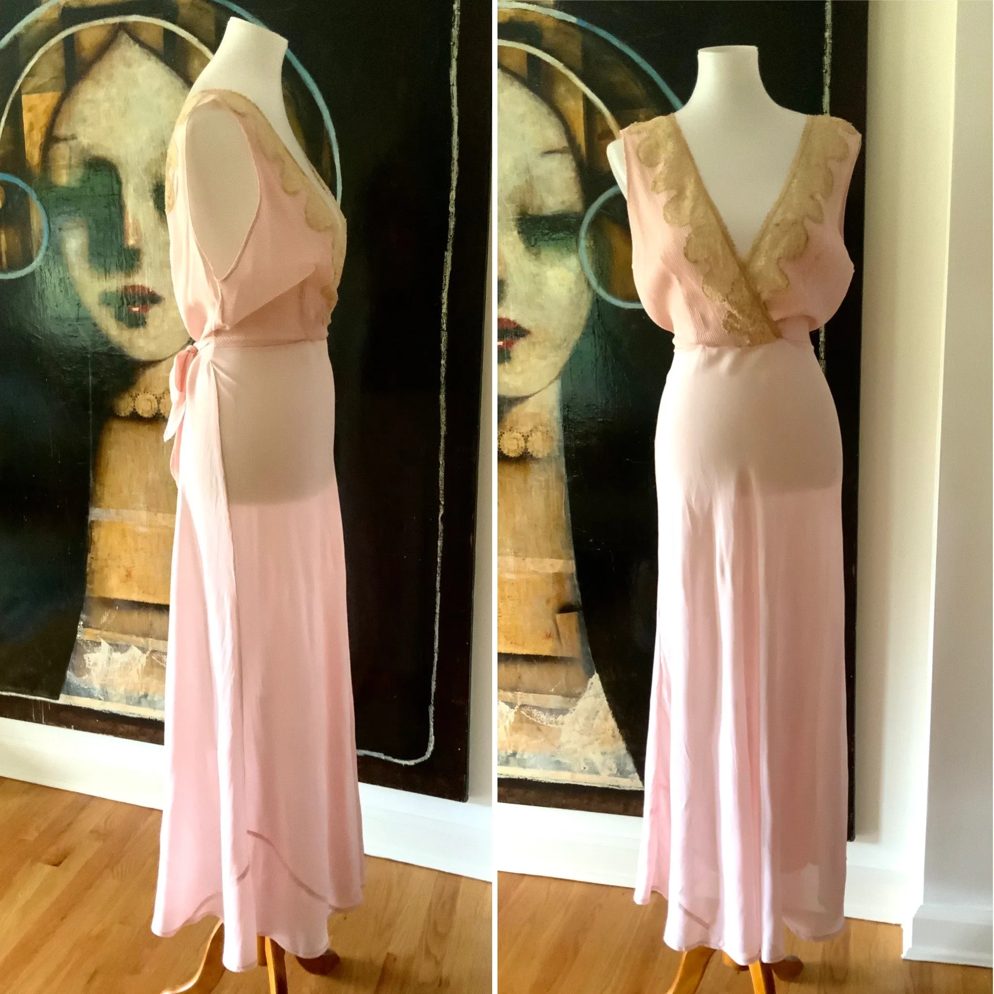 Deep V Neck Chiffon Dress - 50s